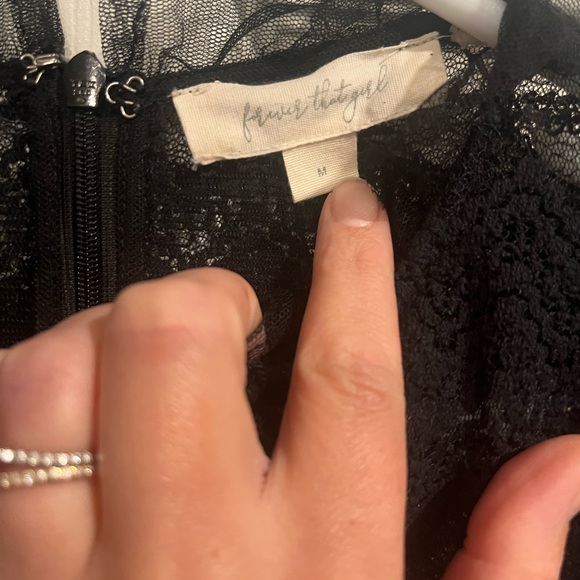 Anthropologie Forever That Girl Black Lace Long Sleeve Tiered Midi Dress M - Picture 11 of 12